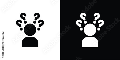 Curious human icon symbol in black and white color. Silhouette Styles.