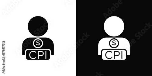 Consumer prices index icon symbol in black and white color. Silhouette Styles.