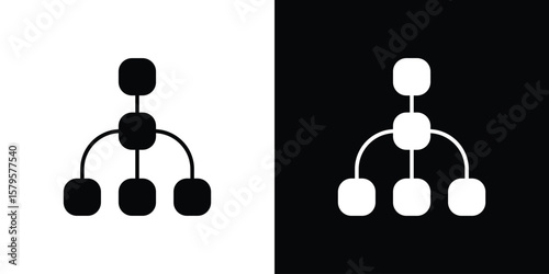 Consolidation icon symbol in black and white color. Silhouette Styles.