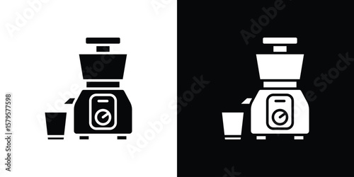 Cold pressed juicer icon symbol in black and white color. Silhouette Styles.