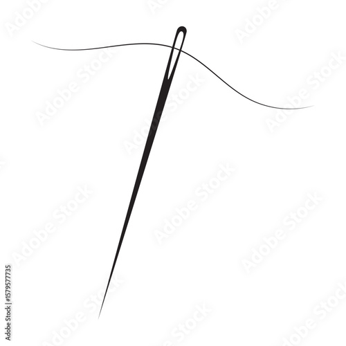 Sewing needle with thread icon set. Vector EPS 10