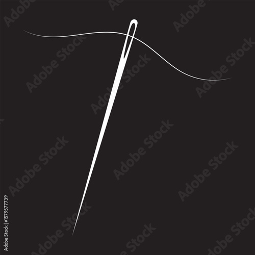 Sewing needle with thread icon set. Vector EPS 10
