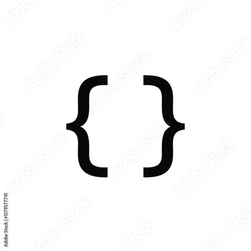 Black silhouette of curly braces icon on a white background
