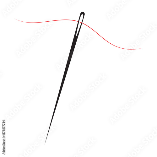 Sewing needle with thread icon set. Vector EPS 10