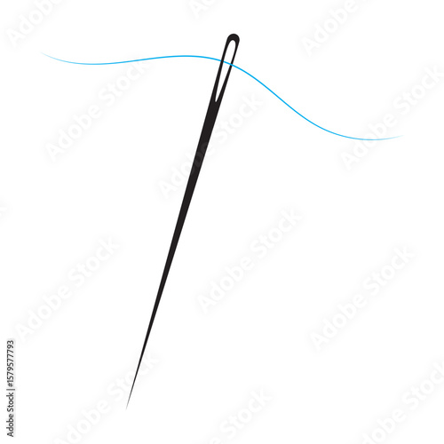 Sewing needle with thread icon set. Vector EPS 10