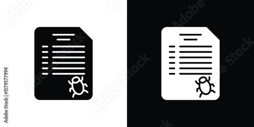 Bug report icon symbol in black and white color. Silhouette Styles.