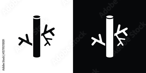 Blood vessel icon symbol in black and white color. Silhouette Styles.