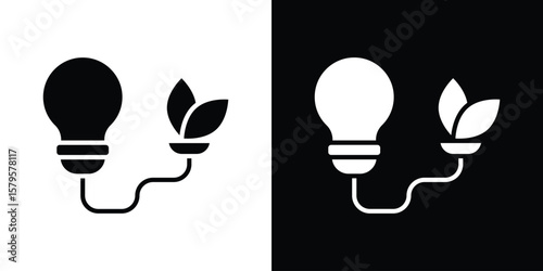 Biomass energy icon symbol in black and white color. Silhouette Styles.