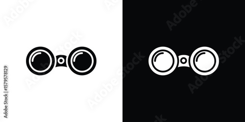 Binoculars icon symbol in black and white color. Silhouette Styles.