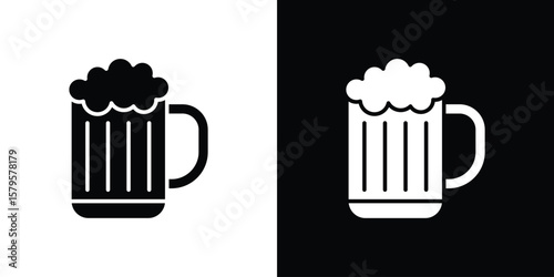 Beer icon symbol in black and white color. Silhouette Styles.
