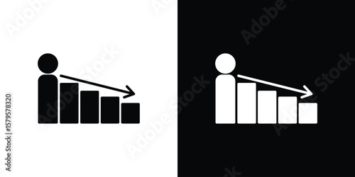 Attrition icon symbol in black and white color. Silhouette Styles.