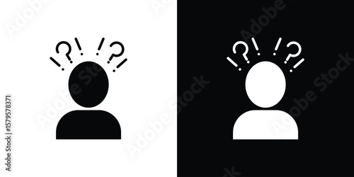 Anxiety icon symbol in black and white color. Silhouette Styles.