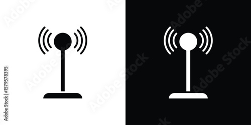 Antenna icon symbol in black and white color. Silhouette Styles.