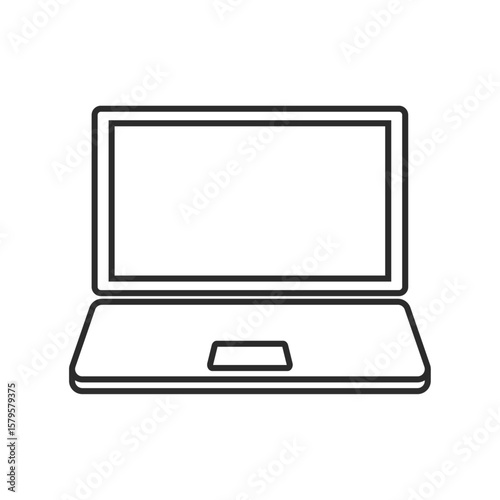 ノートパソコン、PC、ラップトップ、スクリーン、液晶画面（白黒）