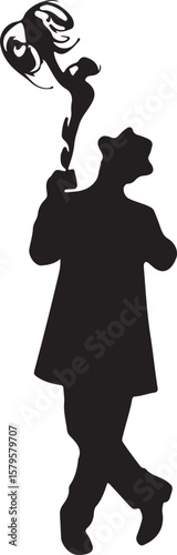 Man smoking pipe with swirling smoke silhouette