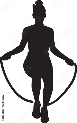 Silhouette of a person jumping rope exercise