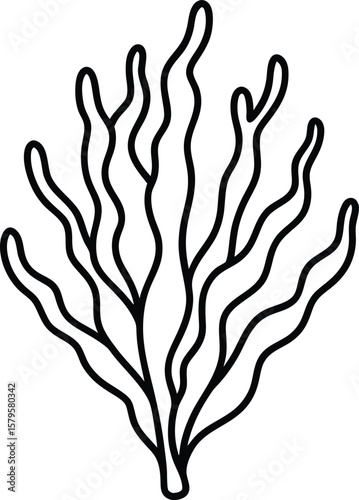 seaweed icon line art vector illustration on transparent background	