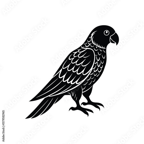 Full black a parrot silhouette vector illustration on white background