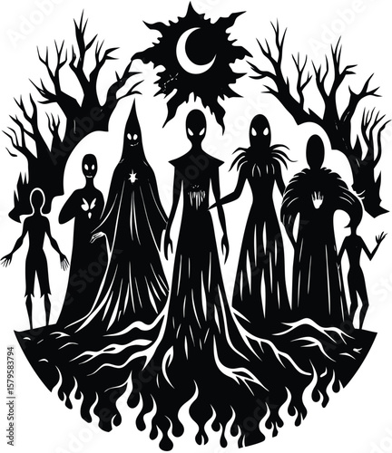 Dancing couple silhouette vector illustration of a woman and man in elegant dress showing love and fashion