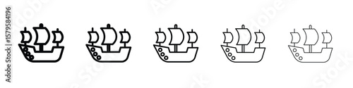 Caravel icon in web style. Vector illustration. Eps10
