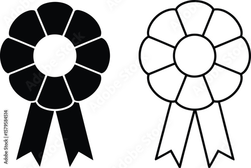 Black and white rosette award ribbons for recognition and achievement