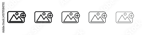 Add photos icon in web style. Vector illustration. Eps10
