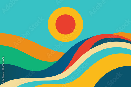 Abstract colorful background with flowing wave patterns and vibrant summer hues