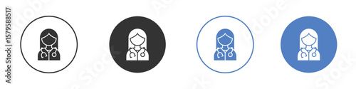 Woman Doctor icon concept. solid style icon designs for website, app, UI.