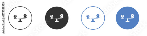 Time and money compare scale icon concept. solid style icon designs for website, app, UI.