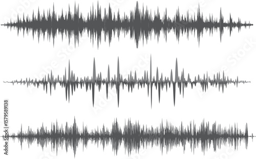 Audio Waveforms Visual Representation of Sound Waves in Gray Tones - Sound Design Element