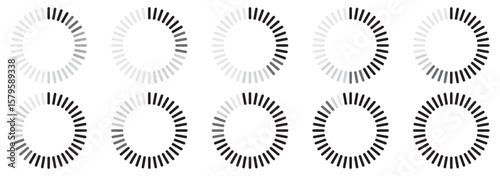 Collection of loading icons featuring various load bars and circular indicators. Vector illustration.