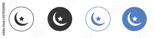 Moon and star icon concept. solid style icon designs for website, app, UI.