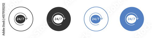 24 7 icon concept. solid style icon designs for website, app, UI.