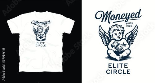 Moneyed Elite Circle graphic vector art motivational t-shirt design print