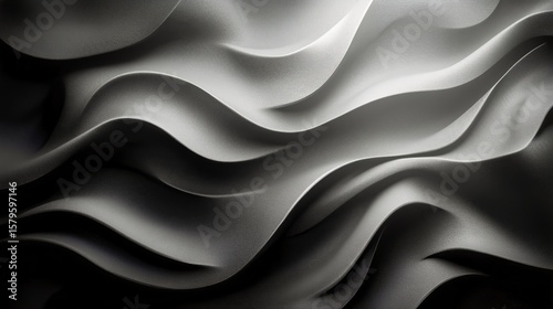 Waves of Texture on Abstract Wall in Monochrome Color Scheme