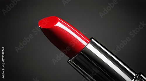 Bright Red Lipstick Against a Dark Background Offers Bold Beauty Choice for M...