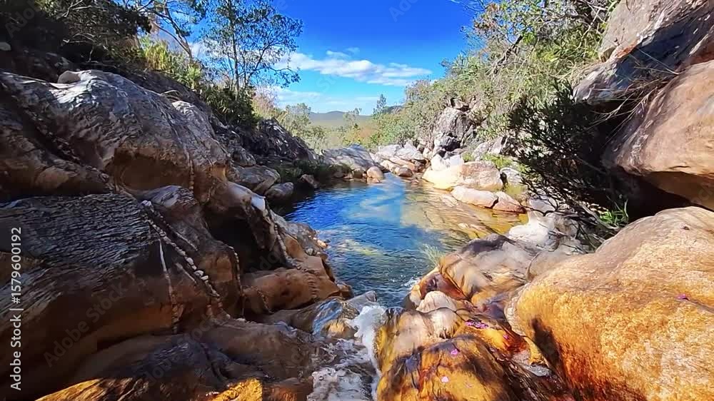 rio na cidade de Teresina de Goiás, Estado de Goiás, região da Chapada dos Veadeiros, Brasil