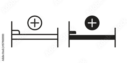 Hospital bed icon vector, sign and symbol for design, website or apps elements.