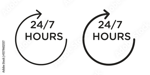 24 7 icon vector, sign and symbol for design, website or apps elements.