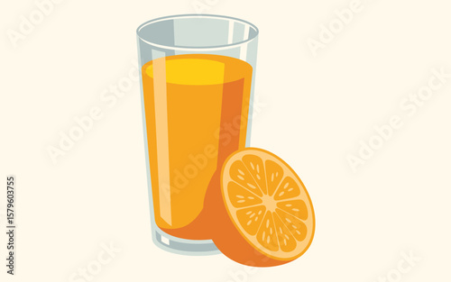 Glass of Orange Juice with Orange Slice