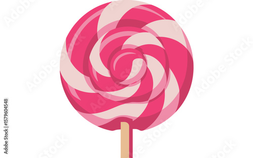 Round Pink and White Swirl Lollipop