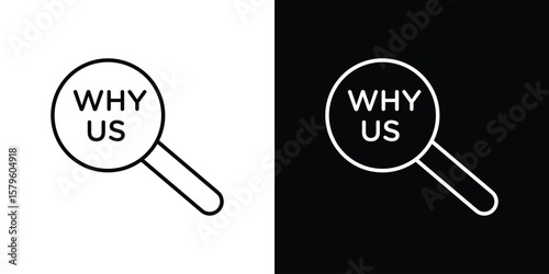 Why us icon vector symbols pack in black and white lines