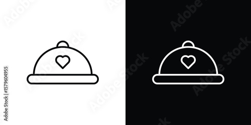 Wedding dinner icon vector symbols pack in black and white lines