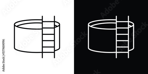 Water tank icon vector symbols pack in black and white lines