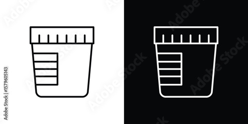 Urine test icon vector symbols pack in black and white lines