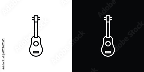Ukulele icon vector symbols pack in black and white lines