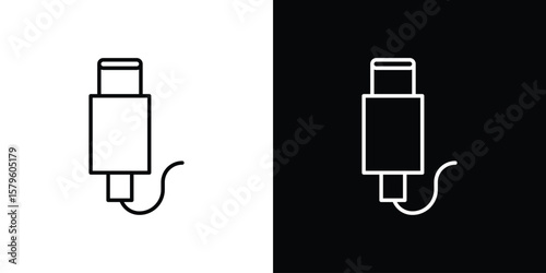 USB type c icon vector symbols pack in black and white lines