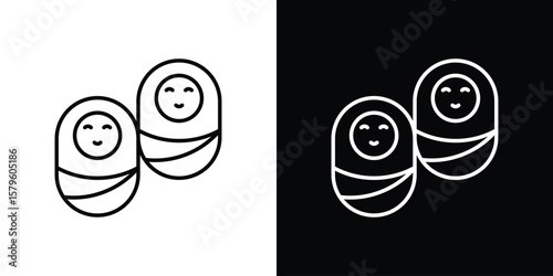 Twin icon vector symbols pack in black and white lines