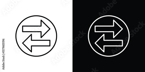 Transfer icon vector symbols pack in black and white lines