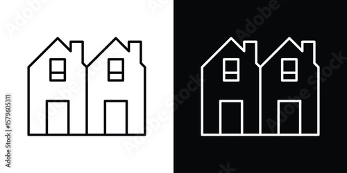 Foto Terraced Houses icon vector symbols pack in black and white lines